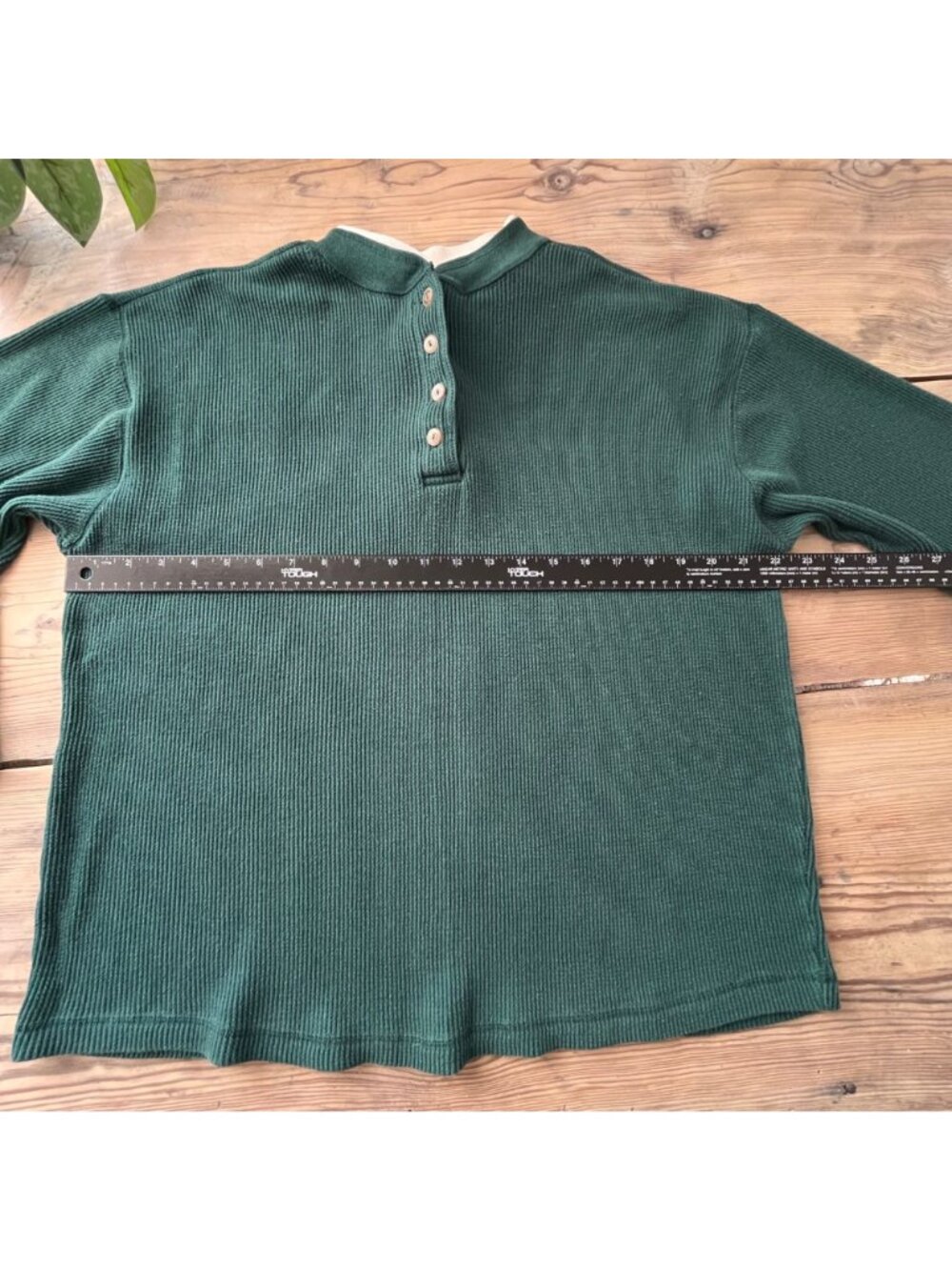 Great land Apparel Vtg Henley Waffle Knit Shirt Mens M Green 90s - Picture 6 of 7